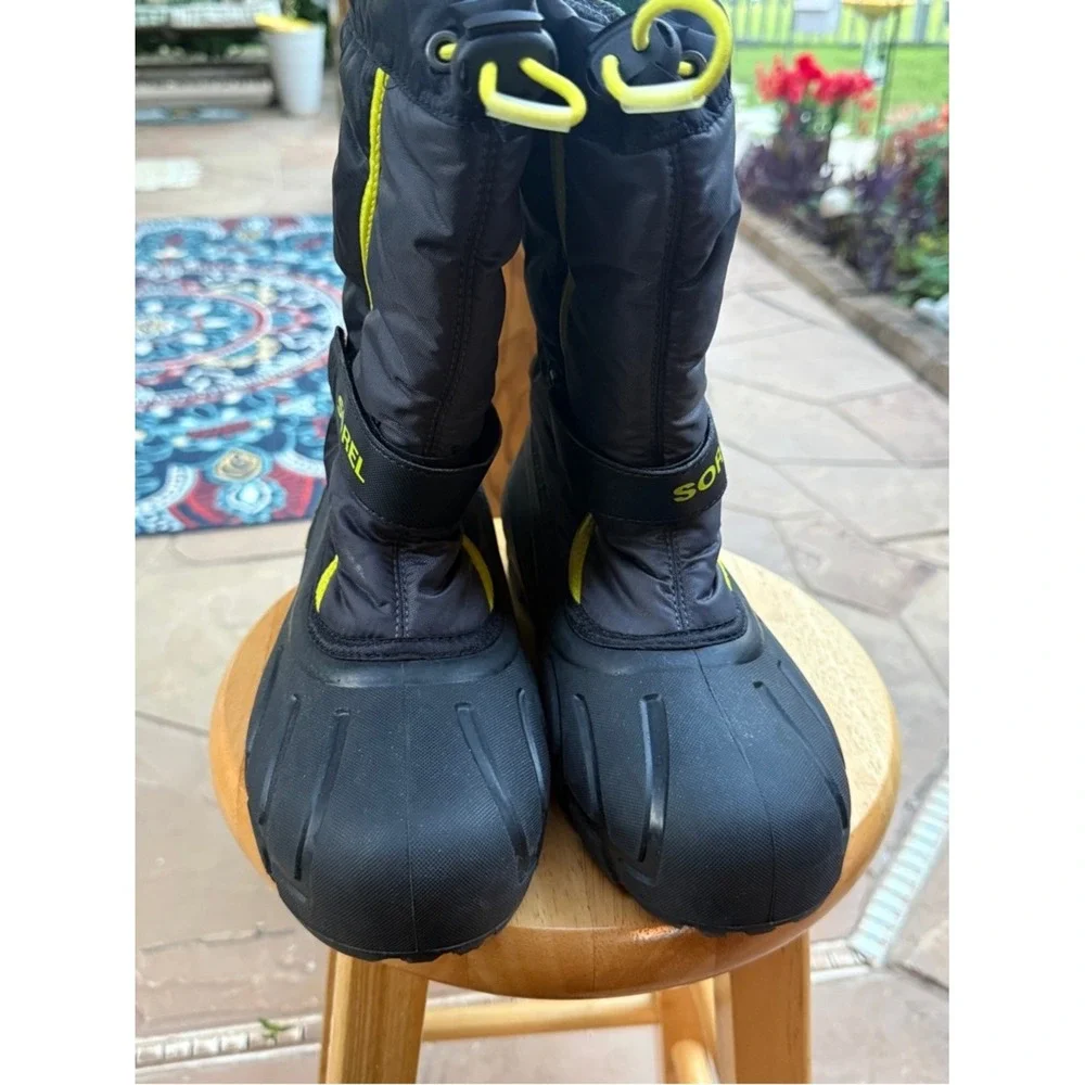 ❄️ Sorel Women's‎ Snow Boots Waterproof Insulated Black Neon Size 7 ❄️
